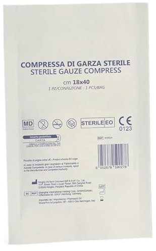 garza idrofila sterile compressa 10 pezzi confezionate singolarmente (10 PEZZI CM 18 X 40)