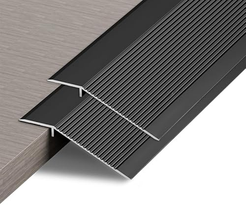 Zayejod Aluminum Floor Transition Strip Door Bar, 10cm x 0.9m, 2pcs | Black , Floor Bar for Doorways Threshold Ramp Tile Laminate Planks for Gaps Carpet Floor Tile