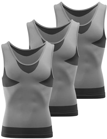 MEETWEE Débardeur Compression Homme,Manches Courtes pour Hommes Maillot de Corps Ventre Plat Minceur Gilet Invisible Amincissant sans Manches Body Shaper Tee Shirt