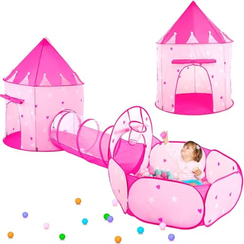 Sumbababy Tienda de campaña para niños, túnel de juego interior con piscina de bolas: Tienda de juegos para niños de 3 en 1, túnel de gateo con piscina de bolas sin bolas para habilidades motoras