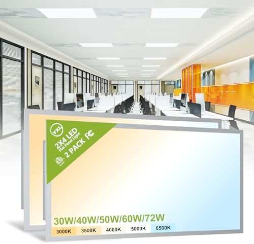 2 Pack 2x4 LED Flat Panel Light Drop Ceiling Light Fixture, 9576LM, 5CCT LED Drop Surface Mount Ceiling Office Light, 72W/60W/50W/40W/30W Selectable,6500K/5000K/4000K/3500K/3000K,Dimmable 0-10V,ETL