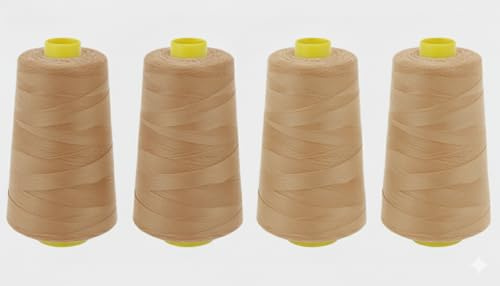 4 Bobinas Grandes Hilo de Coser de poliéster Todo propósito 40S/2 para Coser, acolchar, Patchwork, remalladora y overlock,manualidades de costura,(5000 × 4) (MARON CAMEL)
