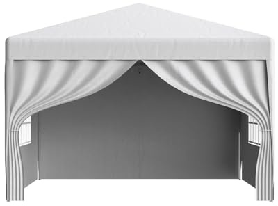 Popup lusthustält 3 x 3 m justerbar höjd trädgård baldakin bröllop och fest paviljong solskydd markis med sidor utomhus skydd vit