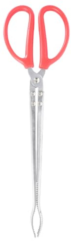 DOITOOL Stainless Steel 52cm Curved Reptile Feeding Tongs Snake Grabber Clip for Crawling Pets Lizards Turtles with Long Handle for Safe Feeding and Handling