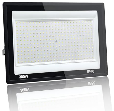 Yuaiosn 300W Focos LED Exterior, 30000LM Proyector LED Exterior, Resistente al Agua IP66 Foco Proyector LED, 6500K Blanco Frío Floodlight para Patio, Terraza, Garaje, Jardín