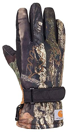 Carhartt Boys' Junior Storm Defender Insulated Camo Gauntlet Glove, Camo, Small