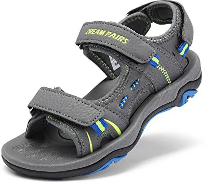 DREAM PAIRS Unisex Summer Water Casual Sandals,Grey/Blue,3 Little Kid