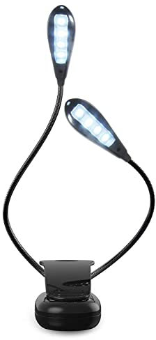 CCHKFEI Tragbare LED Leselampe Buch Klemme Buchlampe Klemmleuchte mit 8 LED USB Klemmlampe Notenpultleuchte/Klavierlampe Buchlichter Licht 2 Armen 360° Flexibel für Nachtlesen ins Bett