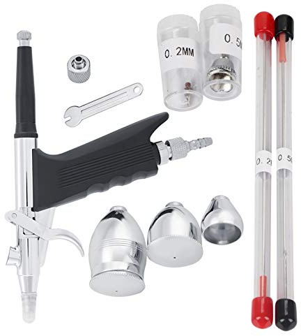 Pistola a spruzzo aerografo per verniciatura a spruzzo 0,2 mm / 0,3 mm / 0,5 mm Kit compressore per aerografo a doppia azione Artigianato Torta Vernice Arte Pistola a spruzzo Set strumenti per getto d