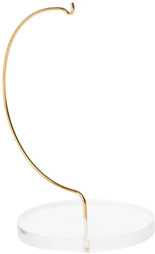 Plymor Wire Ornament Hanger Display with 3 Clear Acrylic Thick Round Base, 5.5 H (2 Pack)