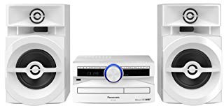 Panasonic SC-UX102E-W Sistema Stereo Mini, 300 W, Speaker a 2 Vie, Woofer da 13 cm, Ideale per Feste, Lettore CD, CD-R/R W, Riproduzione Wireless Bluetooth, USB, DAB/DAB+, Bianco