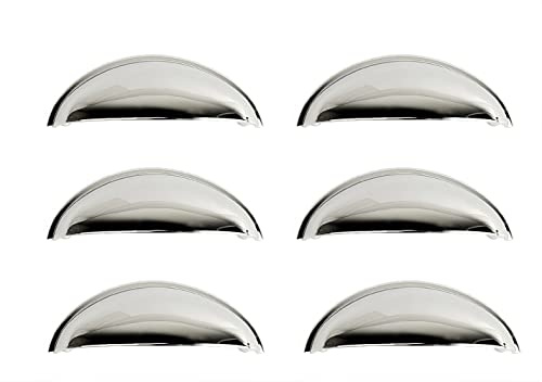 French Furniture Fittings Set of 6 French Style Cup Handles for Kitchen cabinets - 76mm CC Size, Perfect for Drawers and Doors, Screws Included