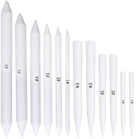 kuou 12 Stück Mischen Papierwischer, 6 Stück Blending Stumps+6 Stück Tortillions Skizzen Zeichnen Werkzeuge für Malerei Zeichnen DIY(Weiß)