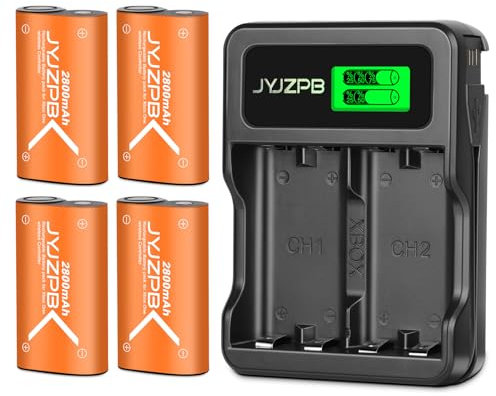 JYJZPB Batería Recargable Kit para Xbox Serie S/X, 4X 2800mAh Xbox One Mando Batería y Cargador Paquete para Xbox One/Xbox Serie S/X Elite, 2.5H Carga Rápida