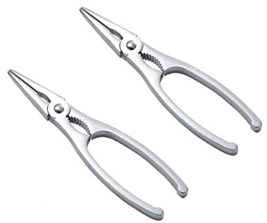 GUTE LINES Pinza per Crostacei, Pinza per Aragoste e Scampi, Materiale Metallo, Colore Argento Lucidato, 2 Pezzi