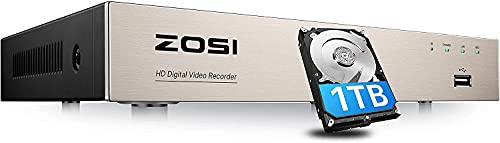 ZOSI H.265+ Lite 8 Channel Hybrid 4-in-1 HD TVI CCTV DVR, 8CH 1080P Surveillance Video Recorders with 1TB Hard Drive for Home Security Camera System (Renewed)