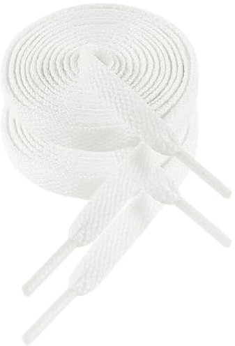 VSUDO 120 cm Länge Weiß Flach Sneaker Schnürsenkel, 8mm Breite Weiss Turnschuhe Schuhband, White Sneaker Shoelace, Ersatz Sportschuhe Schnürsenkel für Frauen oder Männer (2 Paare-Weiß-120cm)
