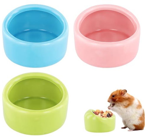 Cozlly 3 Stück Hamster Keramik Futterschalen, Keramik Futternäpfe, Anti-Biss Futterschalen, Keramik Schälchen für Haustiere für Meerschweinchen Hamster Igel