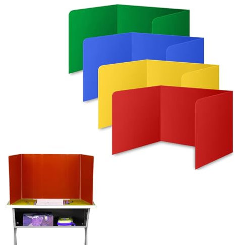 4-Pack Colorful Desk Privacy Dividers - for Student Testing and Easy Privacy Protection