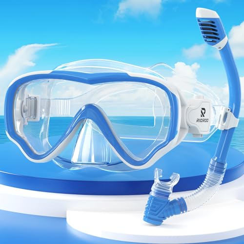 RIOROO Snorkel Set for Children - Anti-Fog and Leak-Proof Floating Goggles, Simple Breathing Dry Snorkeling, Waterproof for Boys, Girls, and Teenagers Aged 4-14