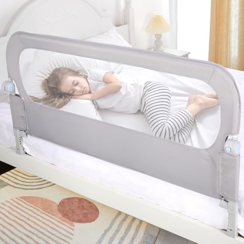NUTIKAS Baby Bed Rail Guard for Toddlers - 47 Toddler Bed Side Rails for Twin, Full, Queen Bunk Size Bed Swing Down Bedrail Extral Tall Child Safety Side Railing Guards for Kids