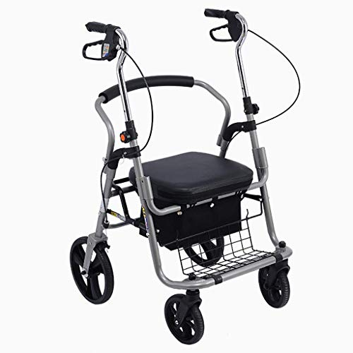 Deambulatore, Sedia Da Trasporto Rollator Walker - Deambulatore A Doppia Funzione Per Anziani - 4 Ruote - Deambulatore Pieghevole Per Adulti Da Esterno