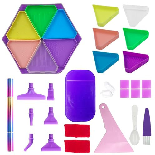 DONQL Diamond painting pen, Diamant Malerei Stift Zubehör und Werkzeuge mit 6 Ersatz-Stiftspitzen, Diamond painting zubehör Set mit 6 diamond painting kleber, 7 diamond painting schiffchen