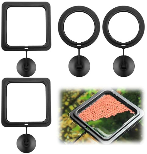 4 Unidades Dispensador de Alimentos para Tanque de Peces, Anillo de Alimentación, Accesorio para Acuario