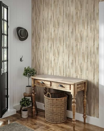 marburg Papier peint intissé beige aspect bois naturel à rayures pour salon, chambre à coucher, fabriqué en Allemagne, 10,05 x 0,53 m