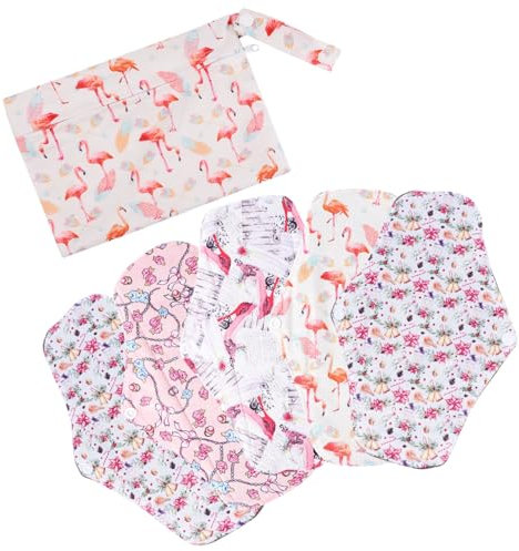 Baluue 5stücke Teiliges Wiederverwendbare Bambus Menstruationspads Mit Hoher Saugfähigkeit Waschbare Umweltfreundliche Stoffbinden Für Frauen Inkl Hygienische Aufbewahrungstasche Für Unte