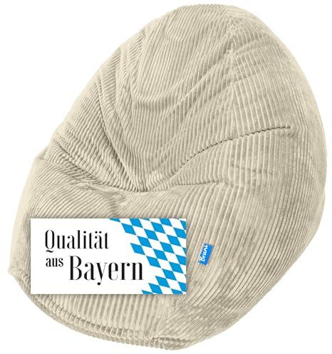 Bruni Classico Cord L in Beige - XXL-Sitzsack für drinnen mit Füllung, Indoor-Sitzsack aus Deutschland