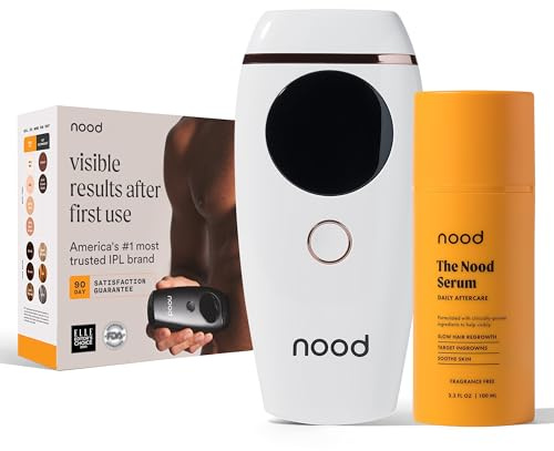 NEW Nood™ Flasher 2.0 + Serum — IPL Laser Hair Removal Device for Women & Men with After Shave to Treat & Prevent Ingrown Hairs, Bumps Slowing Hair Regrowth — Pain-Free IPL Hair Removal — Gloss White