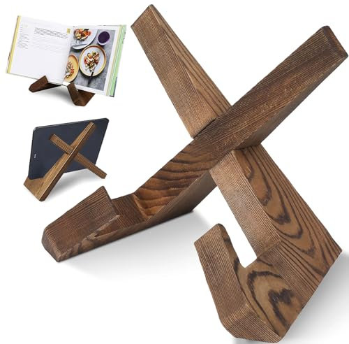 Porta Libri di Cucina,Supporto per Libri in Legno Porta Ricettario da Cucina Supporto per Libri Pieghevole Poggia Libro Ricette Legno Stand di Ricette per Leggere,Riviste,Leggio