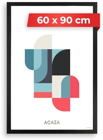 ACAZA Cadre Photo 60 x 90 cm, En Bois MDF et Verre Acrylic, Pour Photos, Posters et Puzzles, Décoration Murale, Portrait et Paysage, Noir