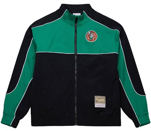 Mitchell & Ness Chaqueta de nylon de malla NBA NBA-Merch con cremallera para hombre, chaqueta de transición de verano y deportiva - Boston Celtics, M