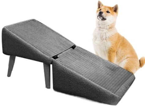 Rampa pieghevole per cani, in legno per veicoli, rampa antiscivolo per animali domestici con copertura in tessuto, sgabello multifunzionale per cani di piccola taglia e gatti, supporto per