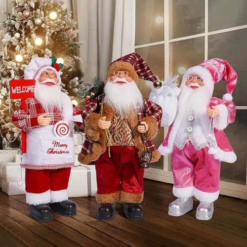 WIIYENA Figuras de Papá Noel sentado de Navidad, decoración de fiesta de Navidad, suministros de adorno para mesa de oficina en casa, A+B+I