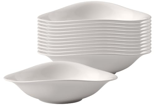 Villeroy & Boch - Vapiano Set di piatti da pasta, 12 pezzi, piatti da pasta, grandi bianchi, piatti per pasta, set di piatti per spaghetti, piatti fondi, piatti da insalata grandi, piatti profondi