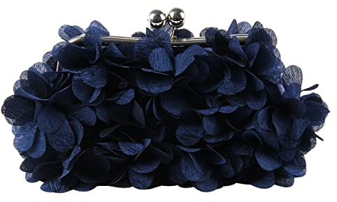 Jywmsc Cartera de Fiesta Satinada con Flores para Mujer Bolso de Mano de Novia para Boda y Baile de Gala