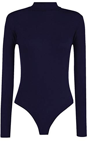 Purple Hanger - Body/Justaucorps Femme Éxtensible à Col Roulé Manches Longues Fermeture Pression - 36-38, Bleu marine