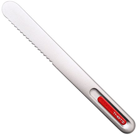 SpreadTHAT! Serrated Warming Butter Knife and Spreader, silver/red