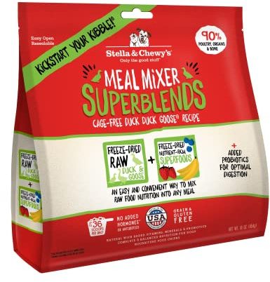 Stella & Chewy's Freeze Dried Raw Cage-Free Duck & Goose Meal Mixers – SuperBlends Dog Food Topper – Grain Free, Protein Rich Recipe – 3.25 oz Bag