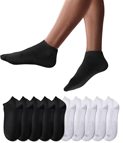 YouShow Sneaker strumpor män kvinnor 10 par korta halvstrumpor kvarts bomull unisex