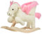 HOMCOM Kinder Schaukelpferd Baby Schaukeltier Pferd mit Tiergeräusche Spielzeug Haltegriffe für 18-36 Monate Plüsch Weiß+Rosa 70 x 28 x 57 cm