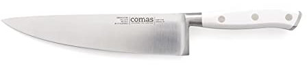 Comas Coltello da cucina per uso professionale o domestico. Coltello in acciaio inox. La sua lama larga e allungata permette di tagliare, tritare e affettare verdure, carne o pesce.