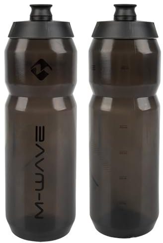 M-Wave 750 ml Trinkflasche, Fahrradflasche, mit Skala & Big Flow Mundstück, Schwarz-Transparent, PBO 750