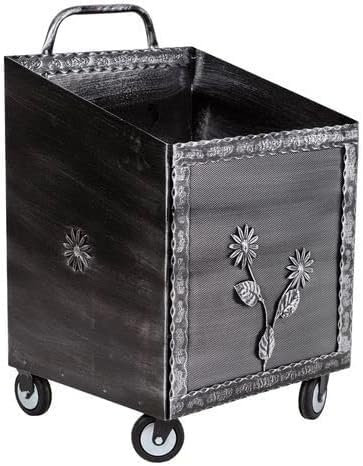 Bricoutlet Carrello Porta Legna Ferro BATTUTO 52x47x84Hcm con Ruote (Grigio)