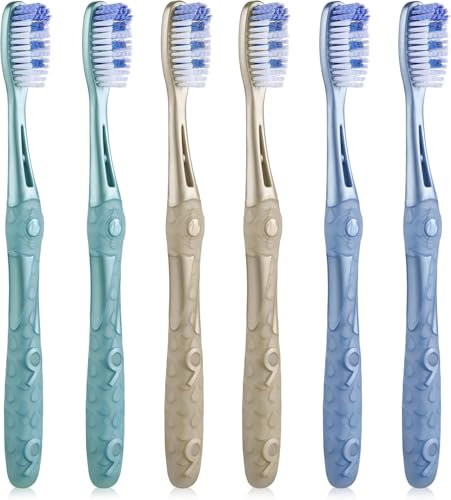 Oralphi lot de 6 brosses à dents medium,moyennes manuelle,brosse à dents blanchissante,extra clean pour fumée,thé,café,élimination de la plaque dentaire