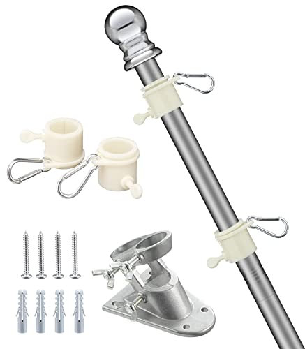 HARRMS Fahnenmast 1.8m, Fahnenmast-Kit mit Aluminium Halterung, strapazierfähige Fahnenmast aus Edelstahl für Garten, Außenbereich, Dach, Wände, Hof