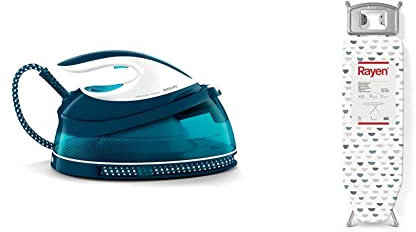 Philips Domestic Appliances PerfectCare Compact Plus Centrale Vapeur - 2400W, 400g, Pression de 6,5 bars & Rayen, Planche à Repasser, Gamme Basic, Planche avec Maille métallique, Hauteur réglable
